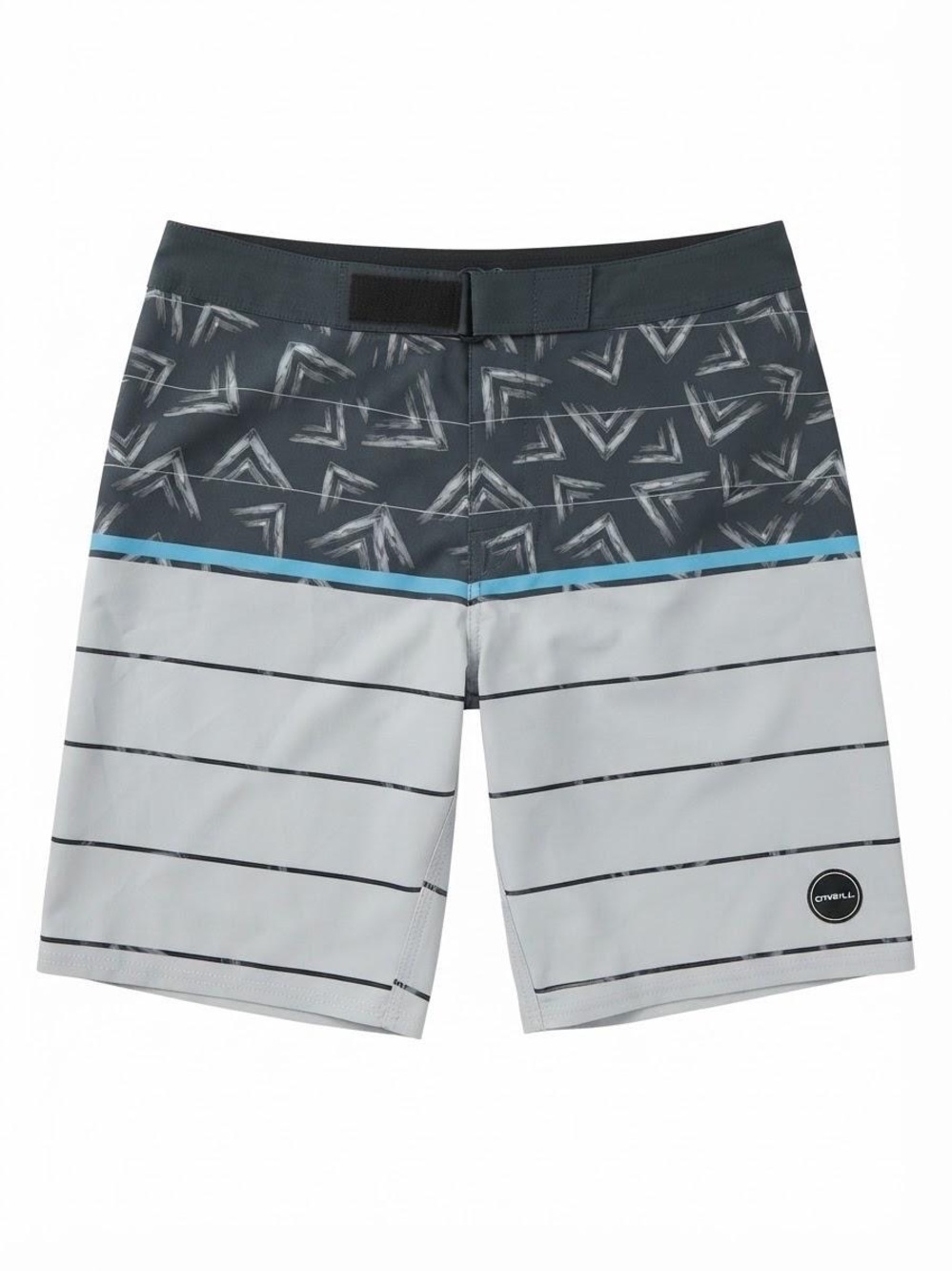 O'Neill Charcoal, Light Gray & Blue Striped Men's Swim Trunks